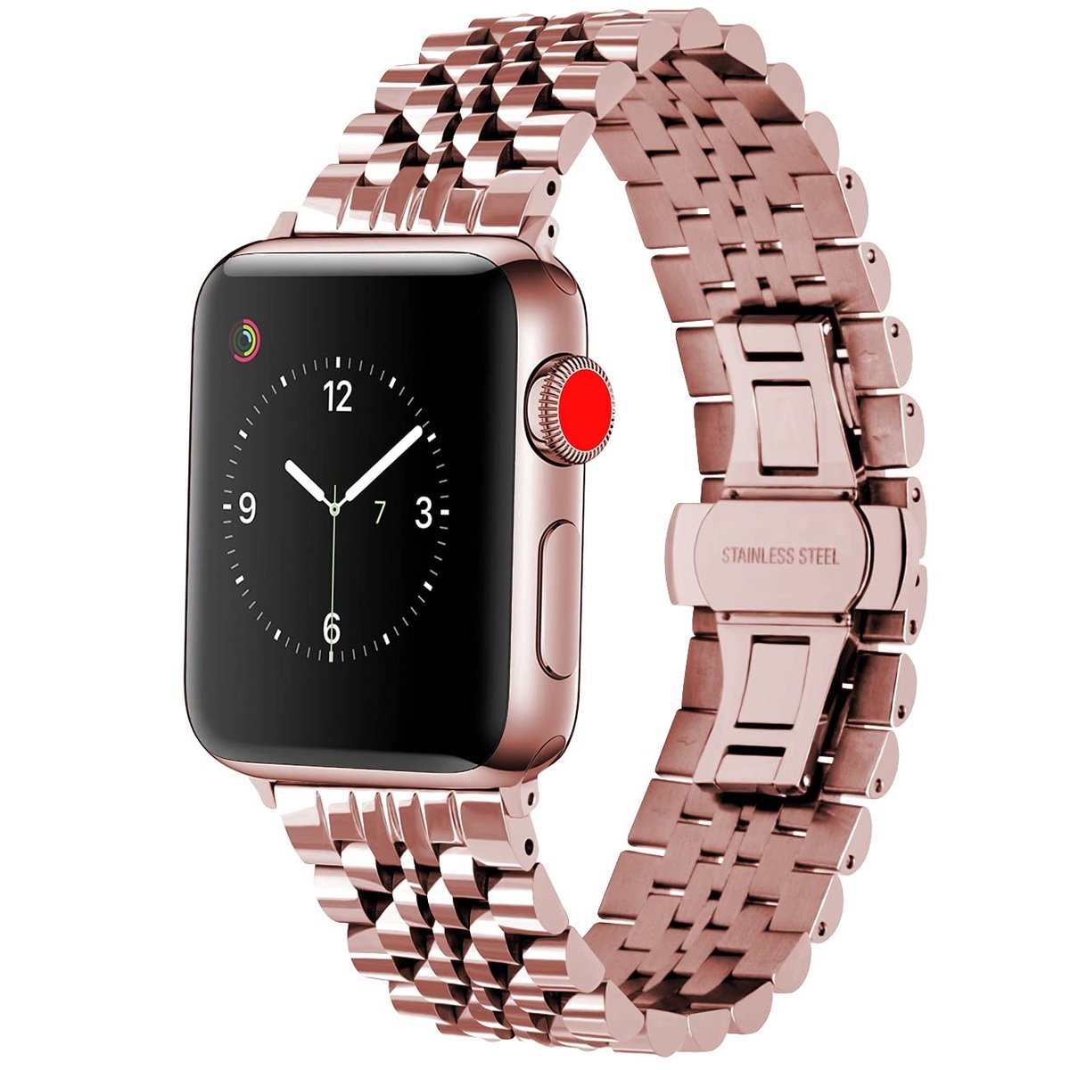 Allecto - Juntan Band Compatibel voor iWatch - Sport Horloge Band - Roestvrij Staal - Stijlvol Ontwerp - Geschikt voor Apple Horloge 38mm 42mm 40mm...