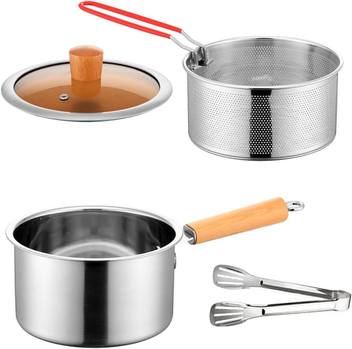 Friteuse Set - Frituurpan Accessoires - Thuis Frituren - Roestvrij Staal - N.v.t. - Zilver