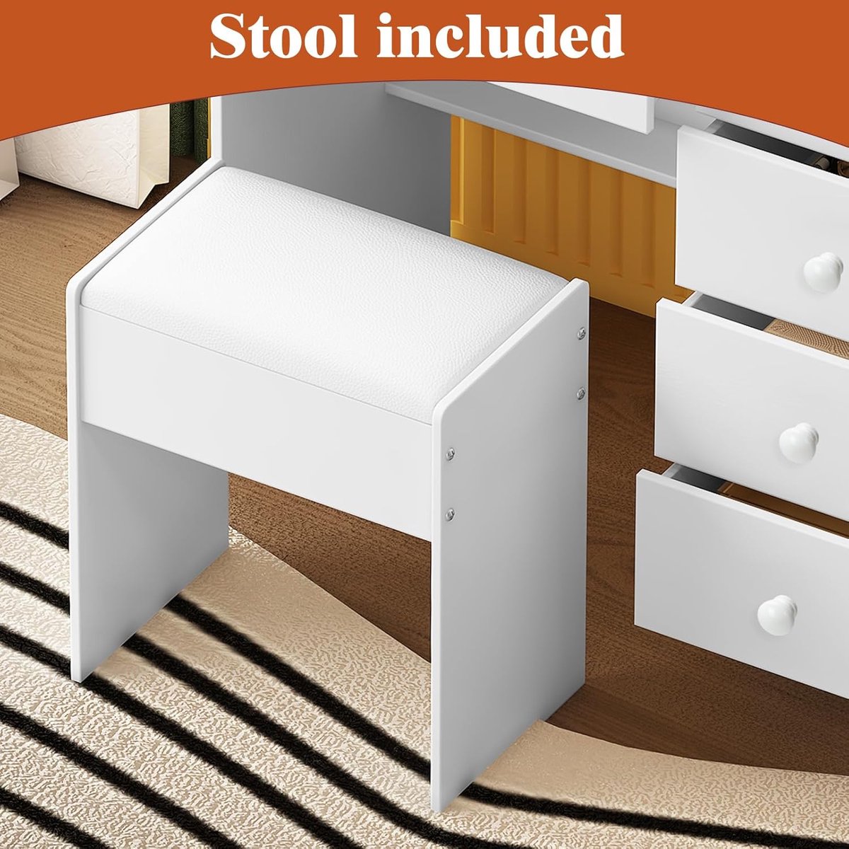 Make-uptafel met LED Spiegel en 10 Dimbare Lampen – Kaptafel met 5 Laden, Open Opbergruimte en Afstandsbediening – Moderne Schminktafel met 3 Lichtkleuren – 80x36x130 cm – abtkantoor