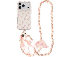 Coque AVY avec cordon de téléphone | Compatible avec Apple iPhone 17 Pro | Compatible MagSafe & Qi2 | Coque arrière rigide | Cordon crossbody élégant assorti (120CM) | Cupid Blush