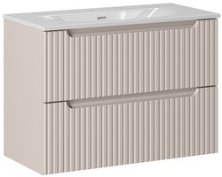 Badplaats Badkamermeubel Nova 80 cm – Beige – Hangend Badmeubel met 2 Lades