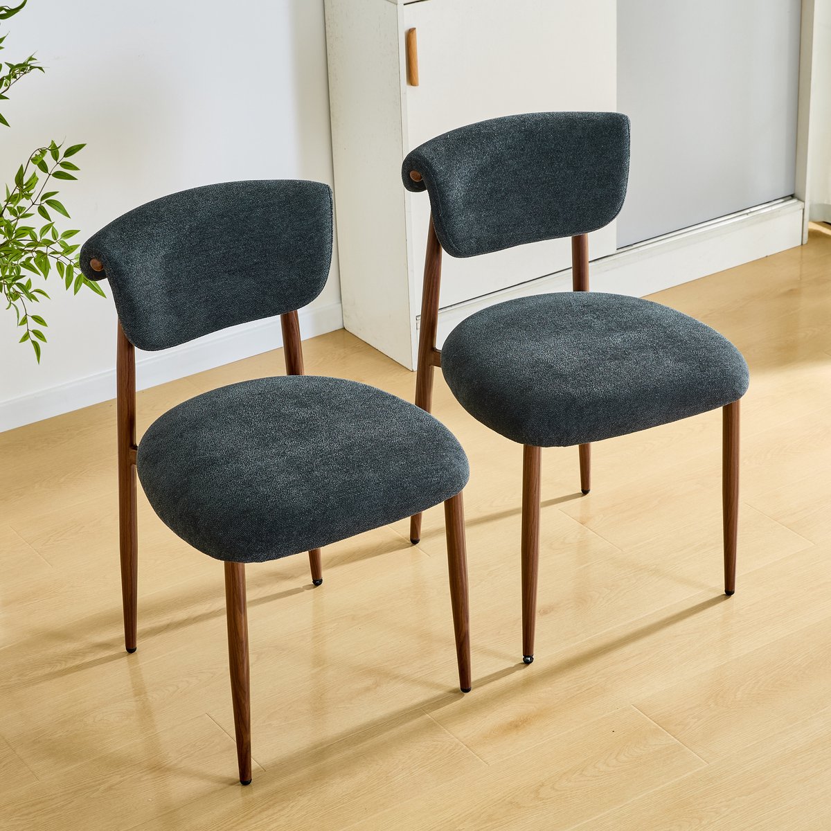 MIVRAY Eetkamerstoel 58,5 x 48 x 83 cm - Gebogen Rugleuning en Breed Zitkussen - Voor Eetk