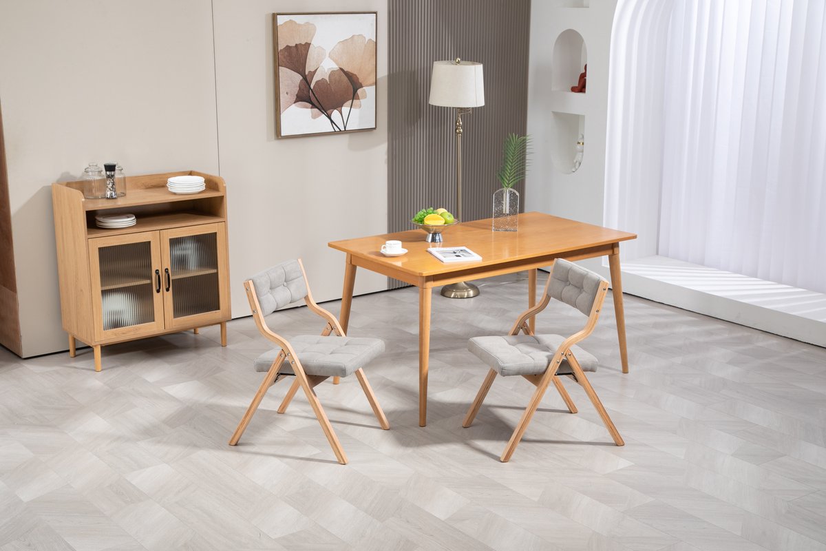 MIVRAY Klapstoelenset - Opvouwbaar Met Gevoerde Zitting En Rugleuning - Voor Eethoek Feest En Kantoor - Hout Grijs - 2 Stuks