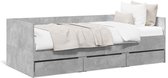 vidaXL - Slaapbank - met - lades - zonder - matras - 90x200 - cm - betongrijs