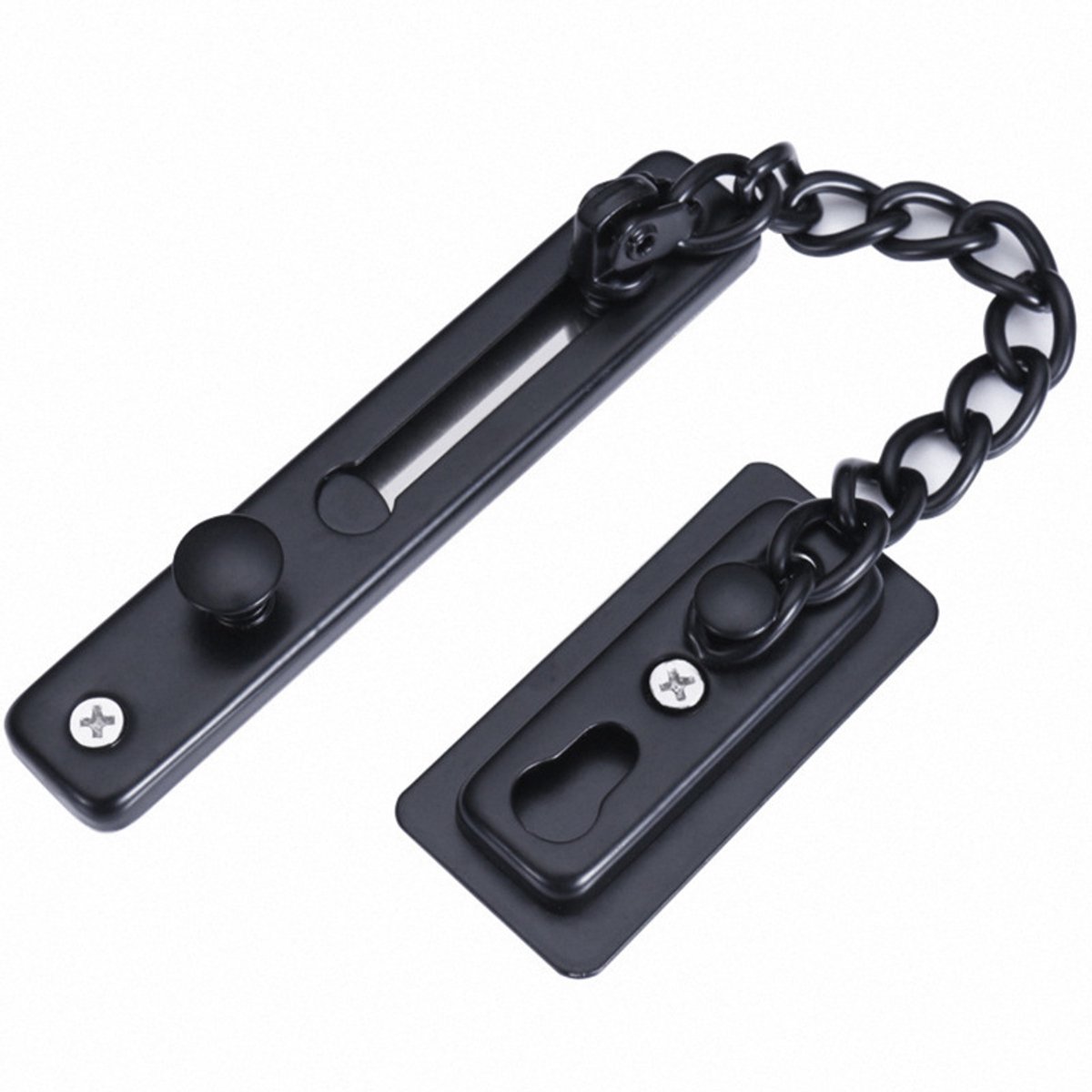 matzwart (1 Stuks) - Deurketting - Ketting deurbeveiliging sslot - deurkettingsloten met veiligheidsveer - antidiefstaldrukgrendel - kettingsloten voor binnendeur en extra voordeurslot