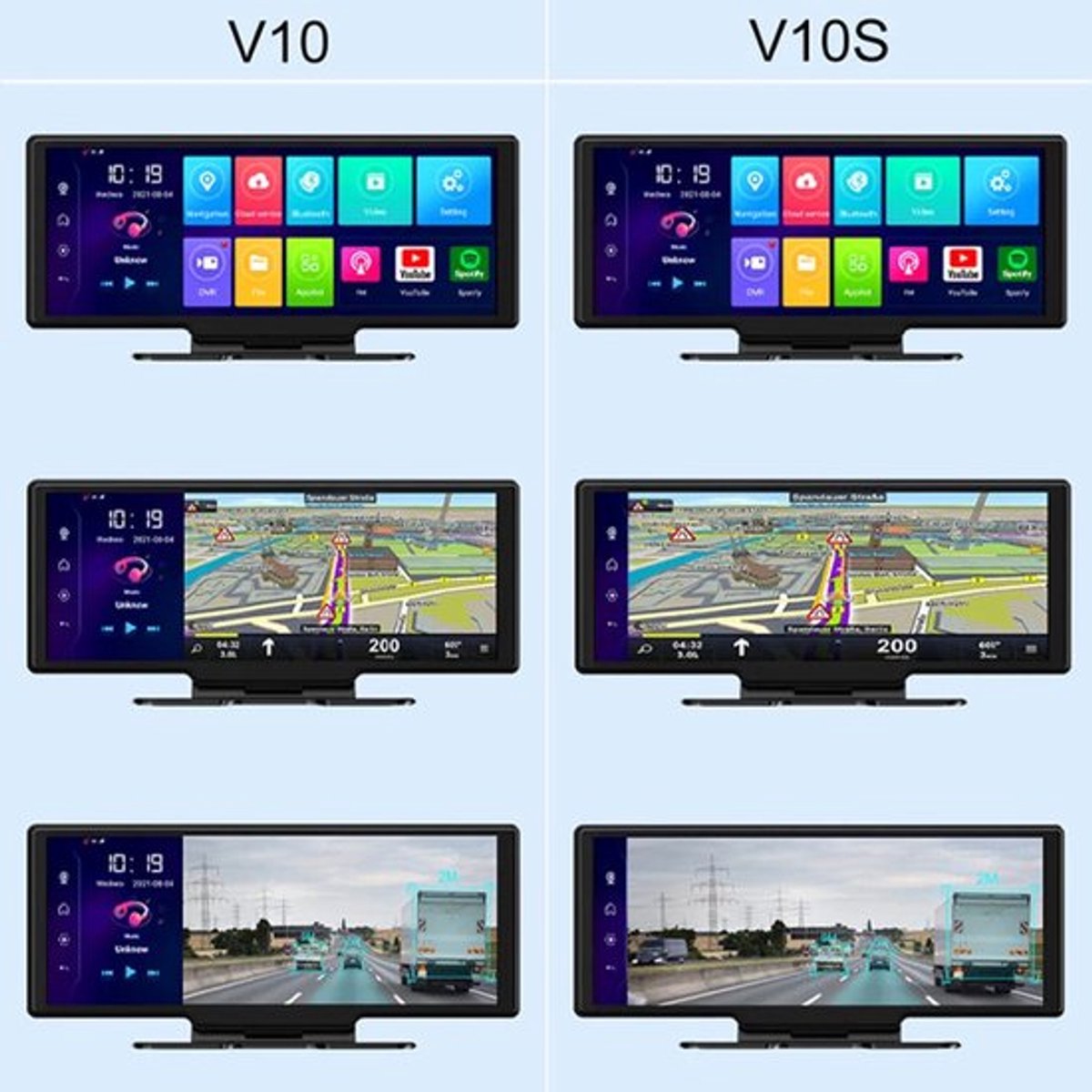 Dashcam voor Auto - 10.26” Dashcam ADAS GPS Navigatie - Android 8.1 - Remote Monitor & Rijassistentie - 2G met 6m RCC - Zwart