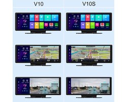 Dashcam voor Auto - 10.26” Dashcam ADAS GPS Navigatie - Android 8.1 - Remote Monitor & Rijassistentie - 2G met 6m RCC - Zwart