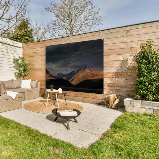 Dark sky over Aoraki National Park / Mount Cook on South Island Garden Poster 160x120 cm - Garden Canvas / Outdoor Peintures for Outdoor (décoration de jardin) XXL / Groot format!