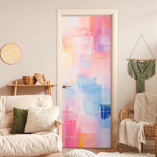 Poster porte 90x235 cm - Sticker porte Aquarelle - Pastel - Abstrait - Art - Film meuble autocollant - Film porte salon - Papier peint fotobehang intérieur - Film adhésif porte - Stickers porte - Sticker papier peint porte - Décoration chambre