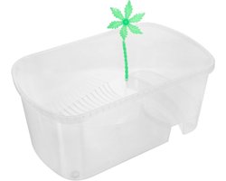 Schildpadden Terrarium - Reptielen Verblijf - Huisdier Verzorging - Met Zonneplatform - 27 x 16.5 x 11.5 cm - Wit