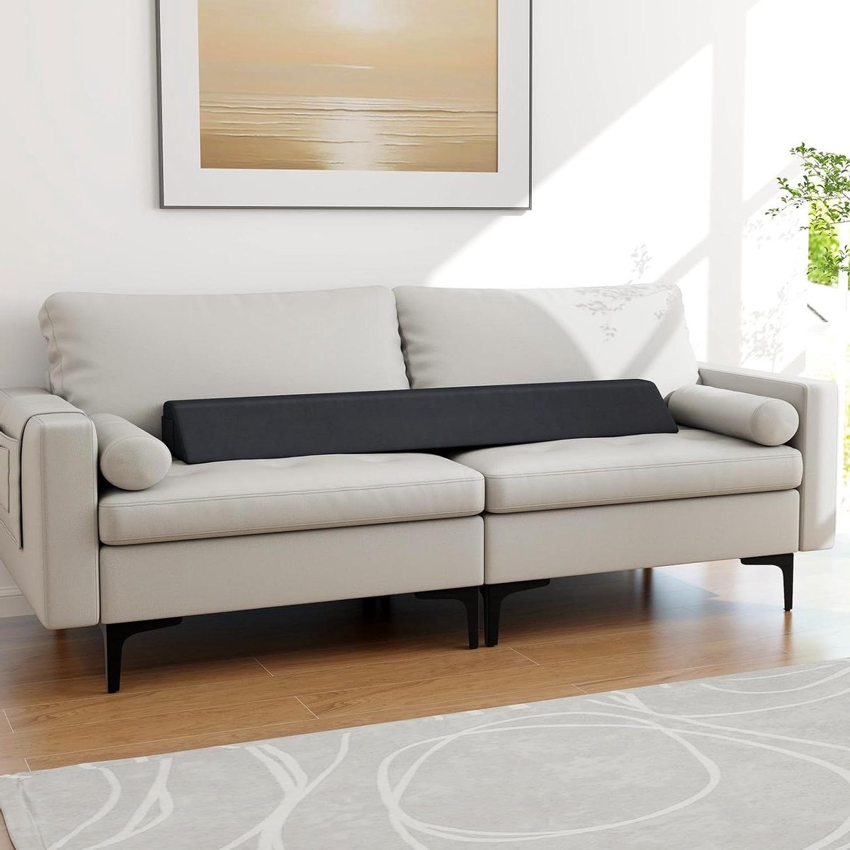 Wigkussen voor bed - Hoofdkussen bed - Opvullen openingen - Met 2 zijvakken - 137 x 25 x 1