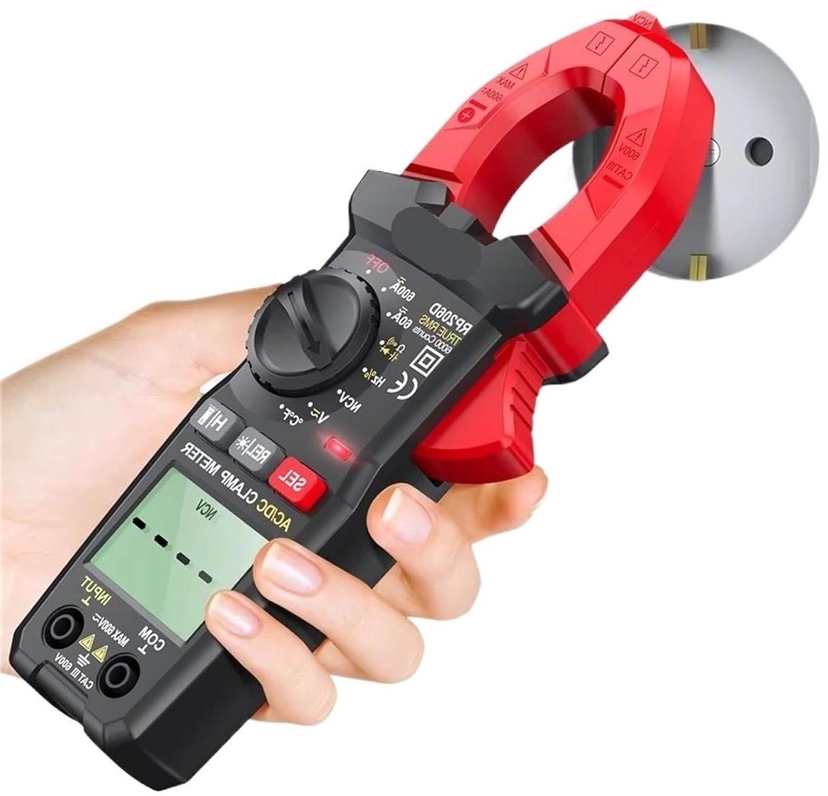 Digitale Klem Meter - Stroom Tang Ampèremeter - Elektrische Metingen Uitvoeren - 600A AC Stroom Capaciteit - Compact Formaat - Zwart
