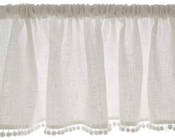 Keukengordijn Kort - Vitrage Valletjes - Privacy Creëren - Katoen Linnen Mix - 100x40cm - Wit