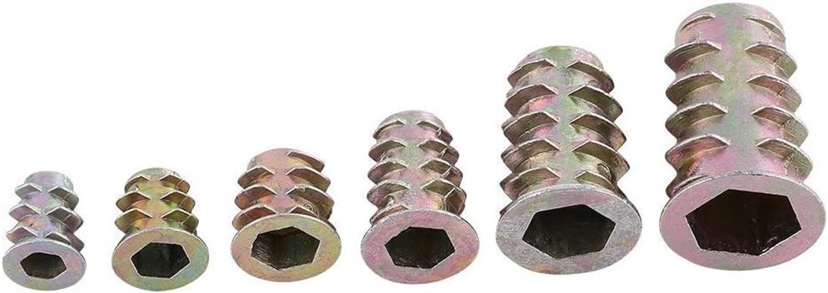 50 Stuks Zink Legering Mortise Moeren voor Houtbewerking - M4 M5 M6 M8 M10 Schroef-In Sockets en Impact Moeren voor Meubels