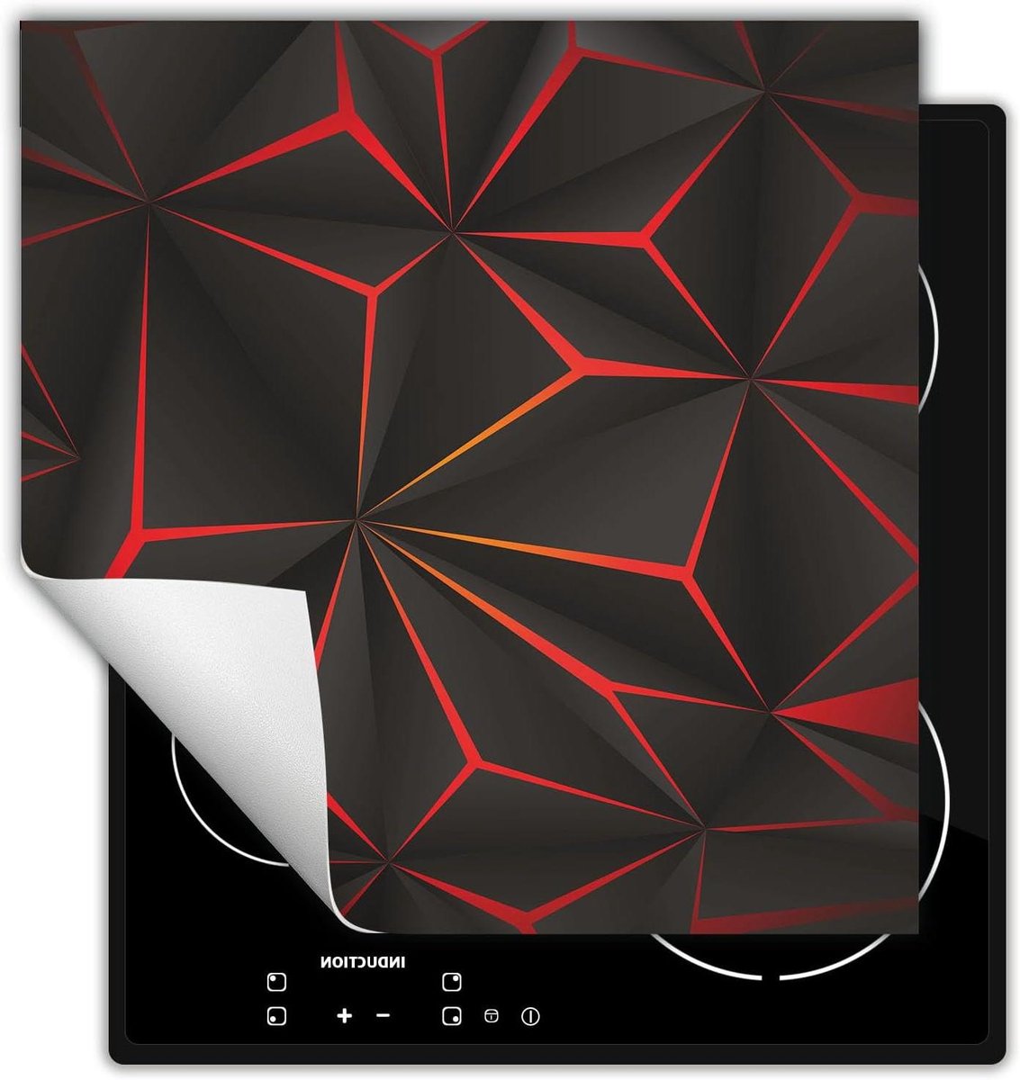 Inductie Kookplaat Beschermer Afdekplaat Mat Extra Werkruimte Creëren Antislip Vinyl Materiaal 50x52 cm Grijs Rood 3D
