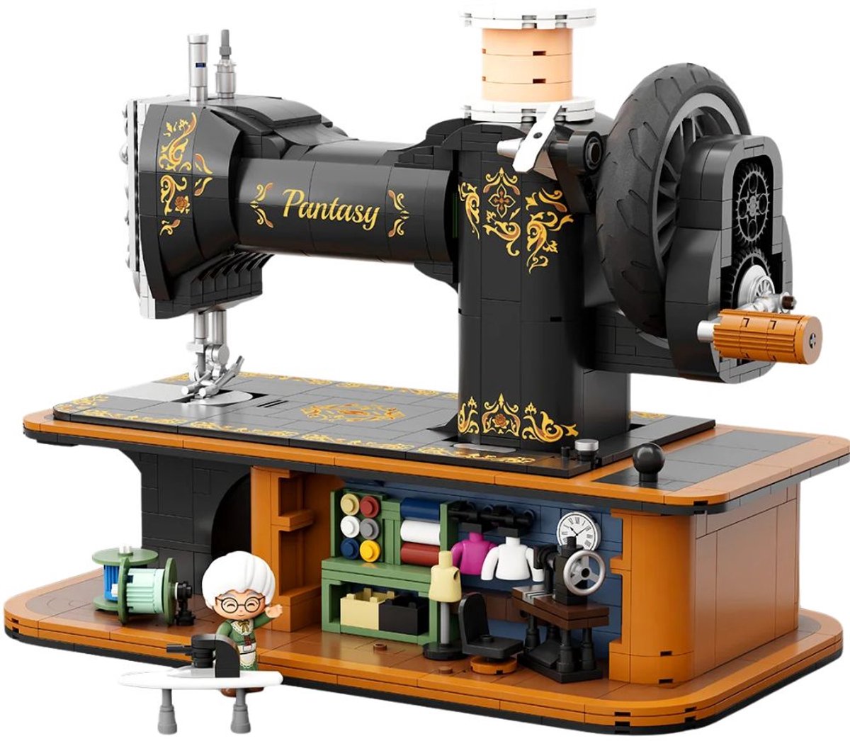 Pantasy 85028 Retro Classic Naaimachine bouwset | Mega icons creator modelbouw | Technisch microscoop constructie educatief speelgoed bouwpakketten voor volwassenen & kinderen | Expert leerzaam decoratie | Bouwdoos met 1152 bloks
