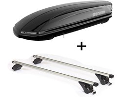 Dakkoffer Imperiaal Set - Dakdragers Bagagebox - Extra Bagage Vervoeren - Compleet Gemonteerd Pakket - 400 Liter 112 cm - Zwart