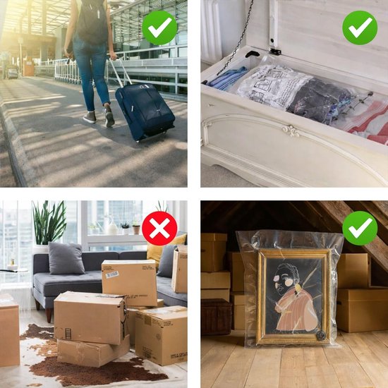 Vacuüm Opbergzakken - Compressiezakken Kleding - Ruimte Besparen - Comprimeert 80% - 5 Stuks - Transparant — afbeelding 3