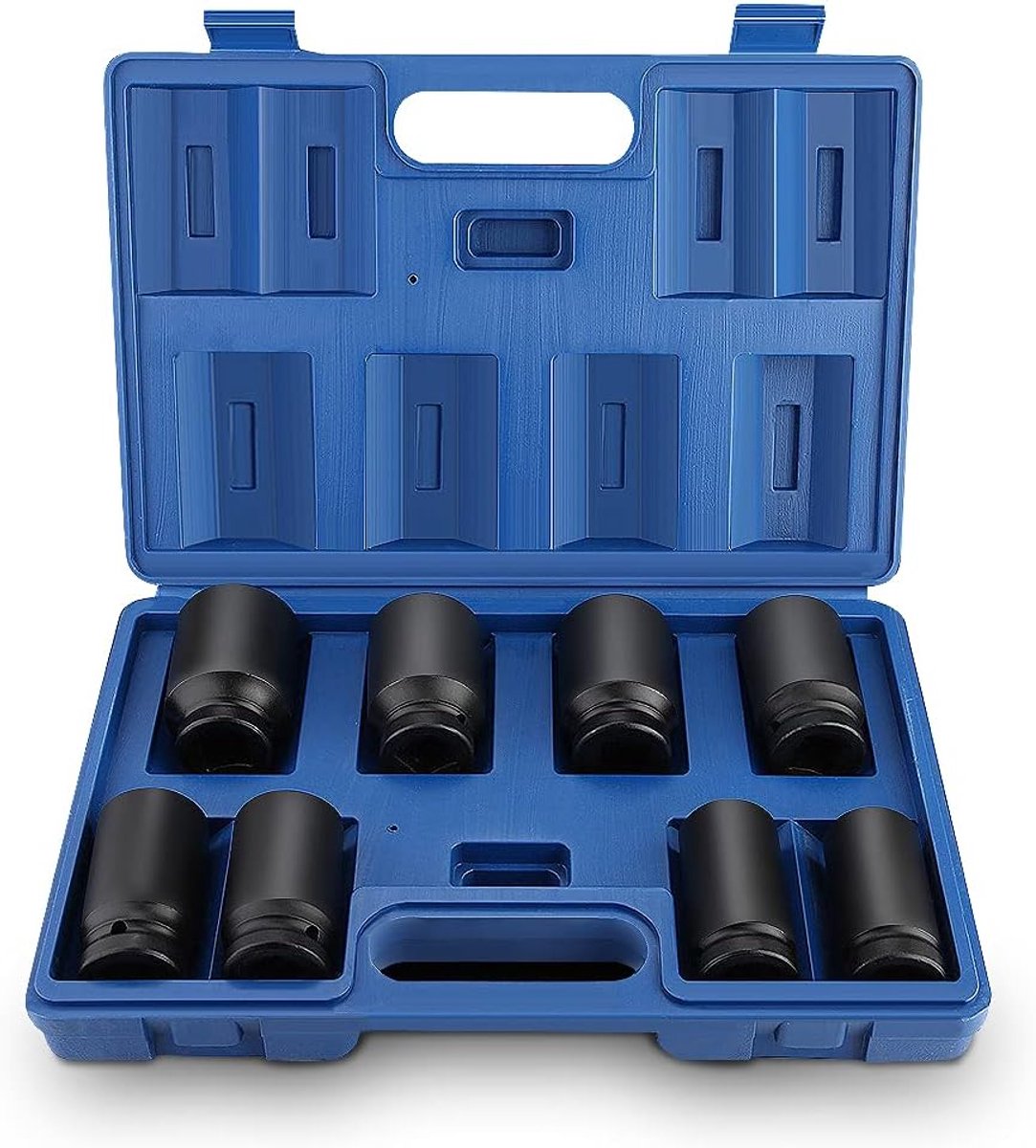 8 Piece 3/4 Inch Socket Wrench Set - 24-38mm - Chrome Vanadium Steel - Impact Wrench Set - Hexagon Drive - Deep Impact Socket Wrench met Plastic Box