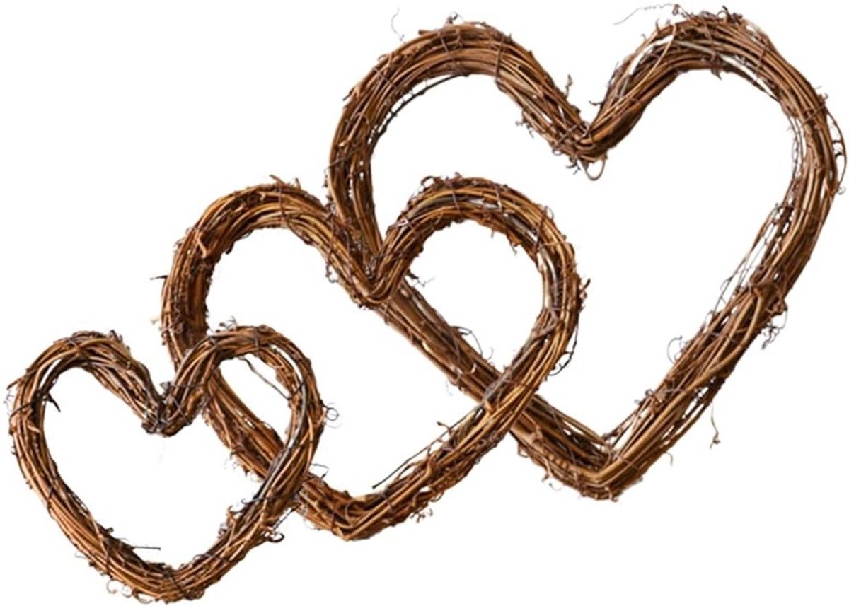 Lente Krans met Hartvormen van Wilgentakken - Natuurlijke Rattan Wreath voor Wand- en Deurdecoratie, Perfect voor DIY Projecten en Feestelijke Versiering