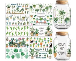 10 vellen groot formaat groene planten UV DTF mok transferstickers 24 x 11 cm, inch woorden DTF transferstickers meubels transfers voor glazen bekers keraflott meubels glas hout
