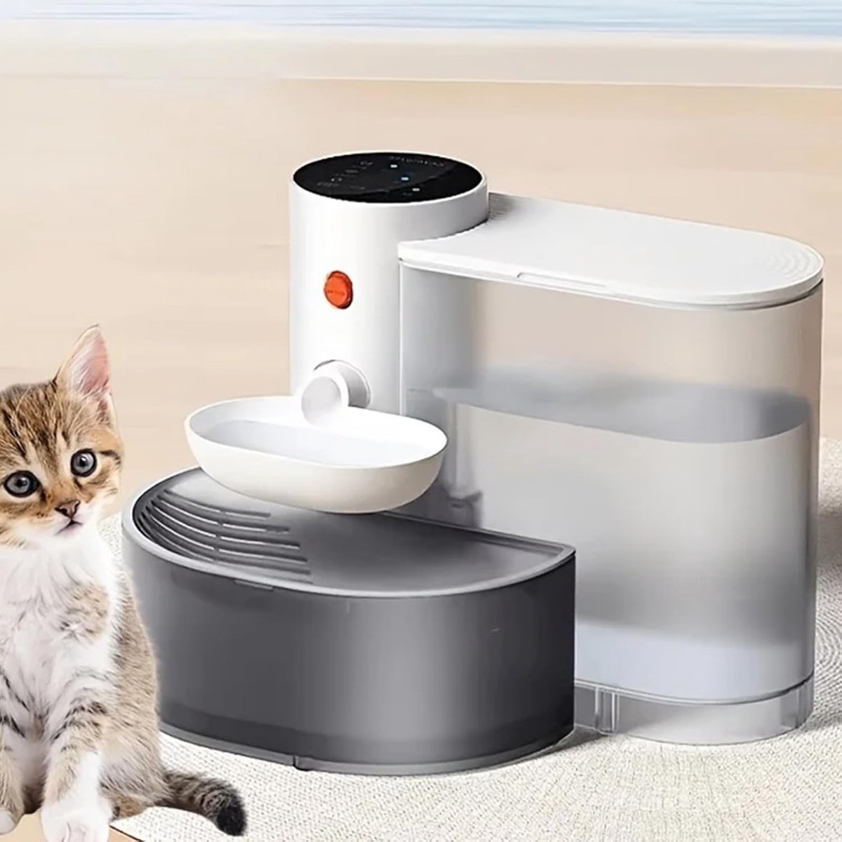 Automatische waterdispenser - 3 liters - intelligente waterdispenser - zonder filter - automatische vulling - scheiding - schoon afvalwater in aparte bakken voor katten - nieuwste 2025