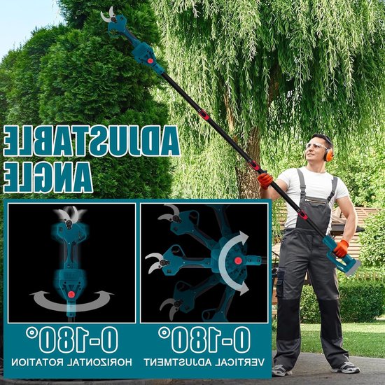 Elektrische takkenschaar met verlengstang - Maximale opening 65 mm - Snijdiameter 40 mm - Telescopische tuinschaar - Batterijgevoed - Compatibel met 18 V - Boomsnijden - Lang bereik van 2,2 m van Güde — afbeelding 4