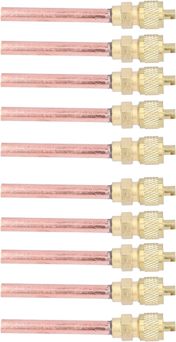 10 Stuks 1/4 SAE Messing HVAC Service Toegangskleppen voor Vullen en Koelen, Geschikt voor R22, R12 en R134a, Duurzaam en Betrouwbaar Accessoire voor Koelsystemen