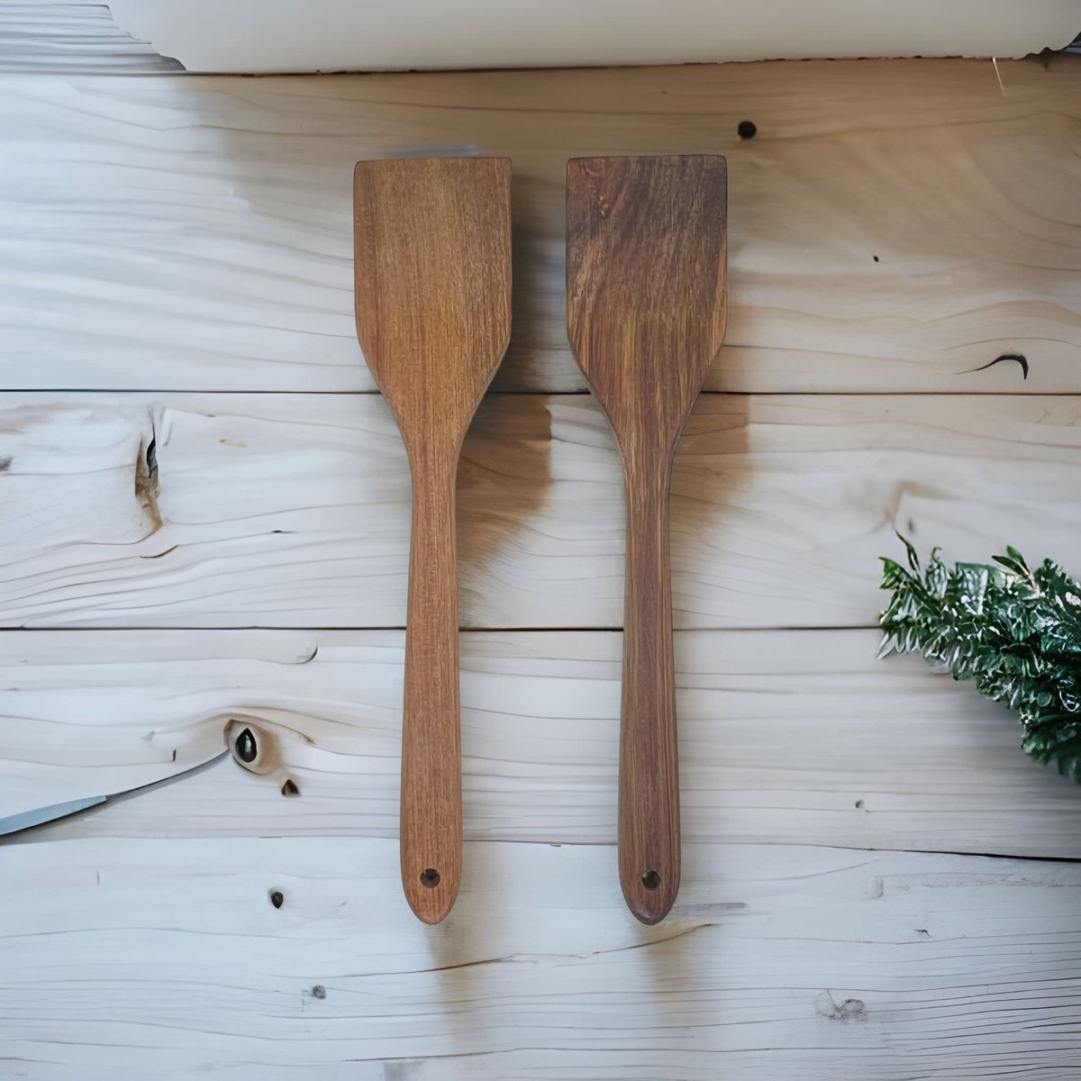 Set van 2 Houten Spatula's van Acaciahout - 32 cm - Antibacterieel Keuken Gereedschap