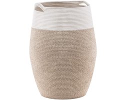 Dailygoods- Wasmand 105 liter - Wasmand met deksel - Geweven katoenen touw - Oversized formaat 49 x 65 cm - Zachte handgreep - Uniek design - Wasgoedmand