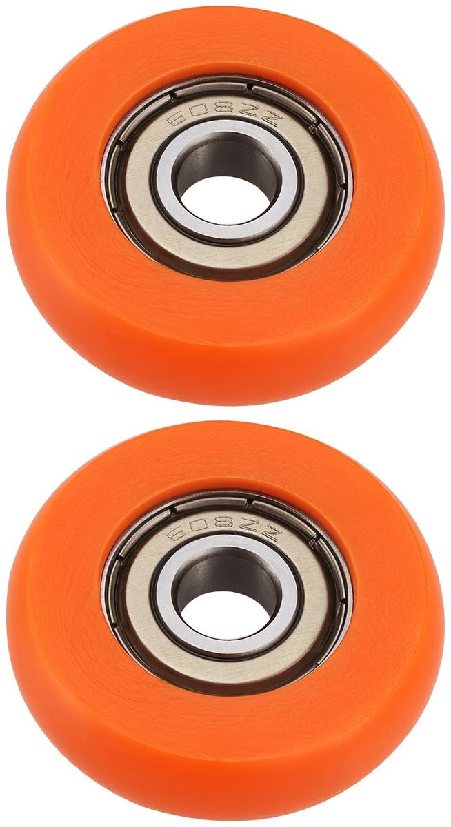Dailygoods- Roeimachine Wiel - Buitendiameter 36mm - Breedte 10mm - Binnendiameter 8mm - Roestvrij Staal/Nylon - Laadvermogen 67kg - Rol
