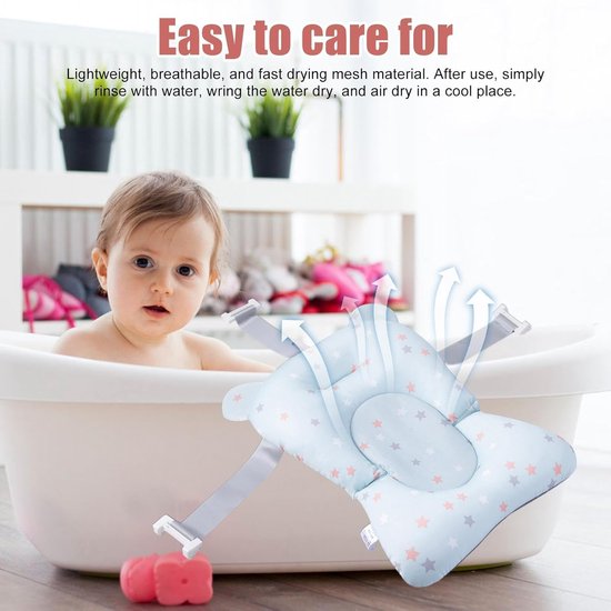 Baby Badsteun - Baby Badkussen - Veilig Baden - Universeel Inzetbaar - 43 x 28 x 22 cm - Babyblauw — afbeelding 2