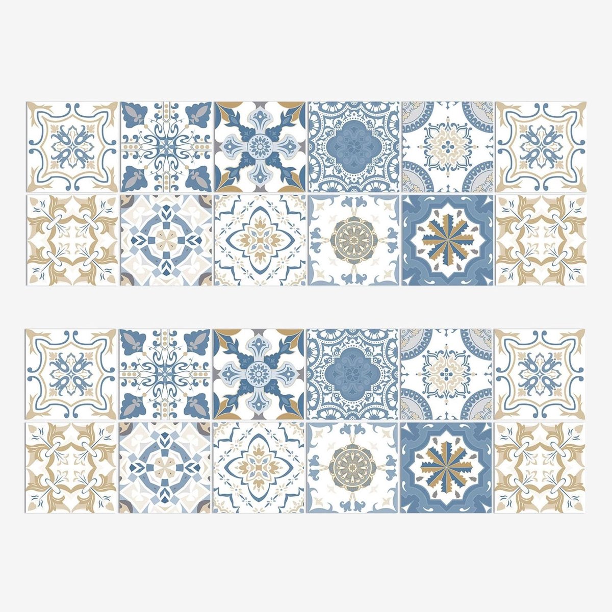 Dailygoods- Tegelstickers 24 stuks - Zelfklevend - Waterdicht - Vintage ontwerp - Marokkaanse stijl - 10x10 cm - Muurstickers