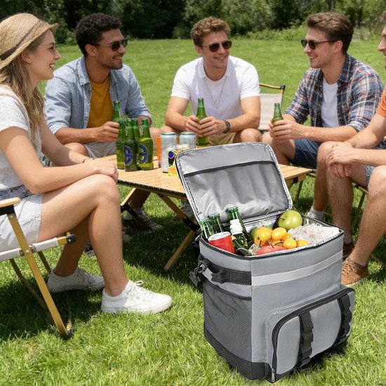 Rolkoelbox - Koeltas op wielen - Outdoor avonturen - Waterdichte coating - 35 liter - Donkergrijs — afbeelding 3
