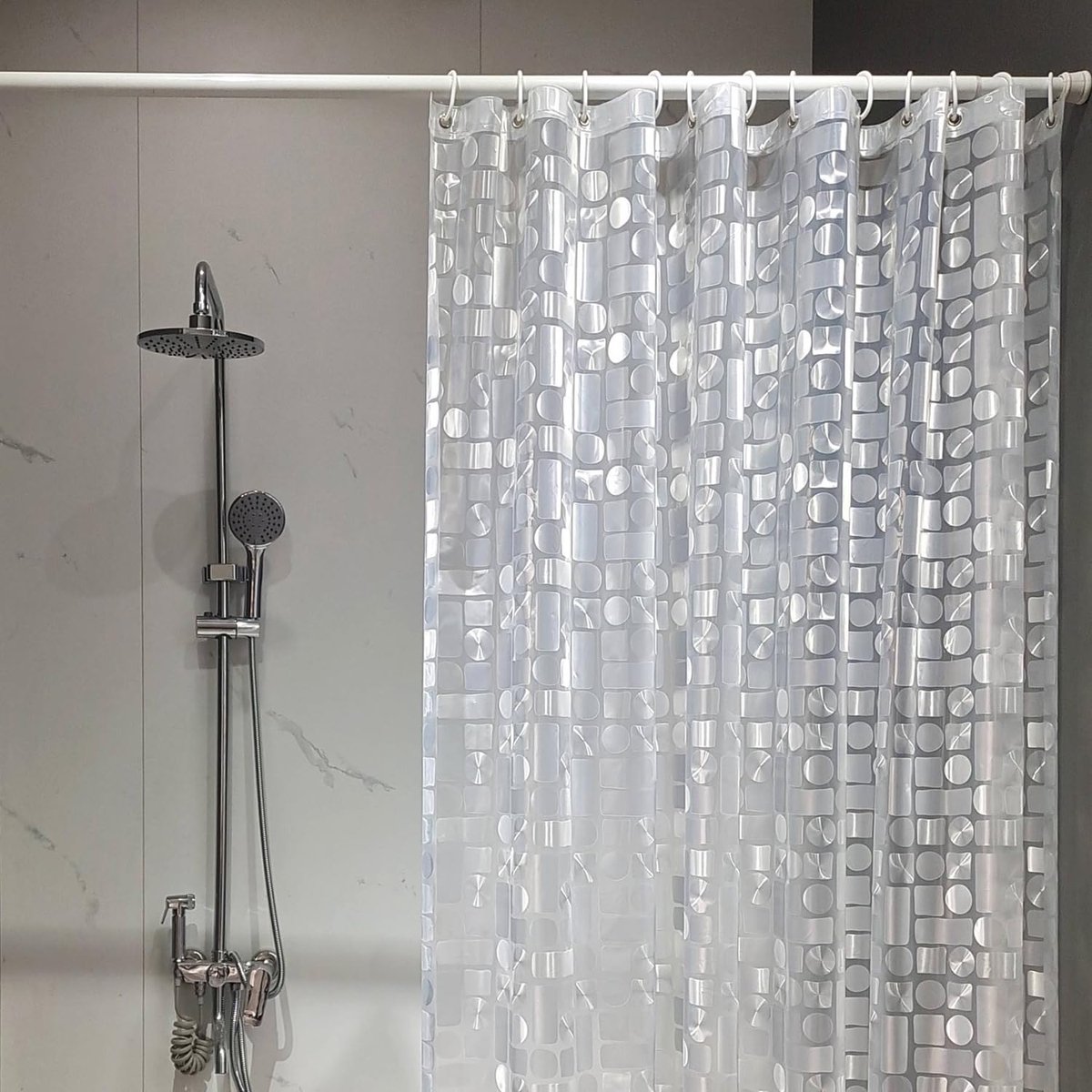 longziming -Douchegordijn-Badgordijn-Badkameraccessoire-Waterdicht Ontwerp-Krachtige Magneten-PEVA-Duurzaam·Spatwaterbescherming-1 Stuk