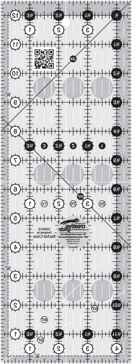 Quiltliniaal - Naaigereedschap - Stof Snijden - Ingebouwde Grijper - 45 x 125 inch - Wit