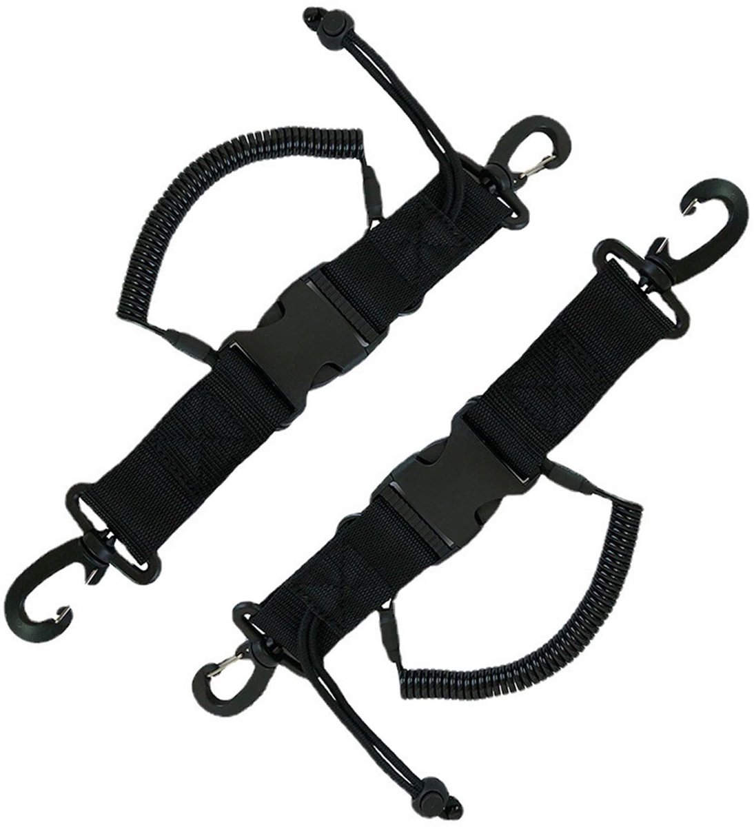 Dailygoods- Spiraalkabel 2 Stuks - Duikaccessoires - Duiker Camera Lanyard - Verstelbare Lengte tot 150 cm - Duurzaam Nylon - Quick-Release Functie - Duiklijn