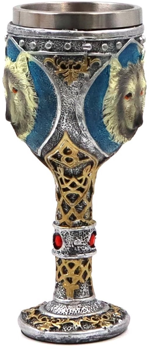 Dailygoods- Wijnkelk Vintage Stijl - Roestvrij Staal/Hars - 3D Wolfskopdesign - Themafeestdecoratie - Huwelijksrekwisieten - Hoogwaardige Kwaliteit - Drinkbeker