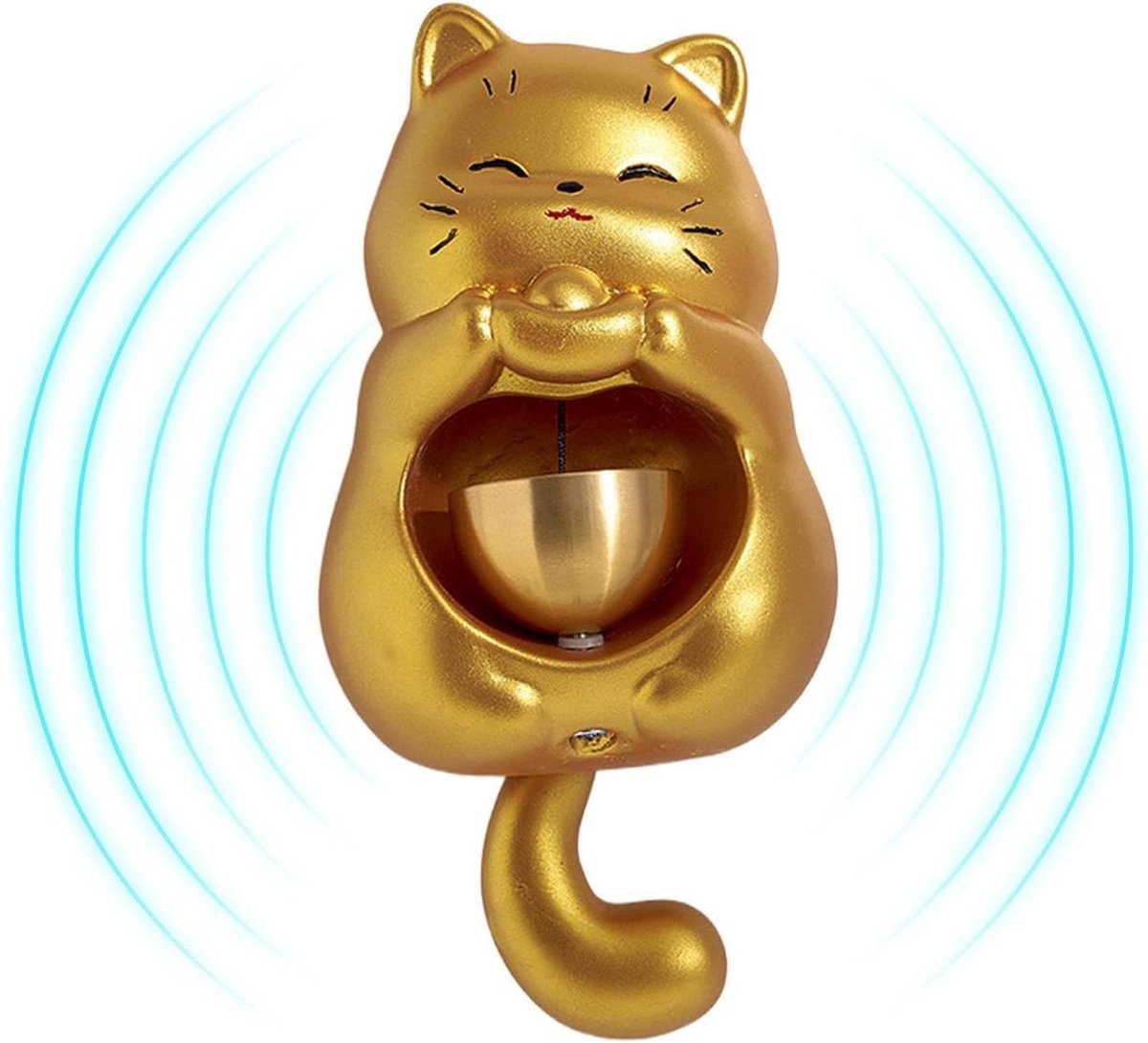 Winkel Deurbel - Klant Melder - Winkel Toegang - Keramisch Kattenontwerp - 7x14 cm - Goud