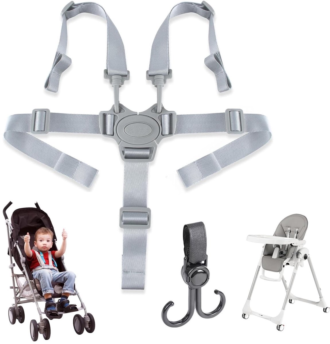 Dailygoods- Veiligheidsgordel Verlenging Auto - Verstelbare Riem - 5-Punts Veiligheidsgordel - Geschikt voor Kinderstoelen - Kinderwagens - Buggy's - Kindveiligheidsgordel