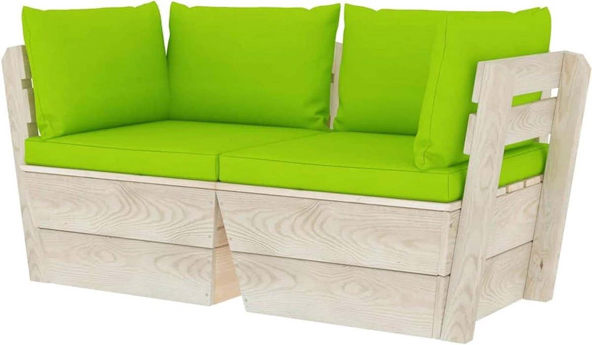 Tuinbank Lounge Set - Pallet Bank - Buiten Ontspannen - Duurzaam Spruce Hout - 60x60x65 cm - Lichtgroen