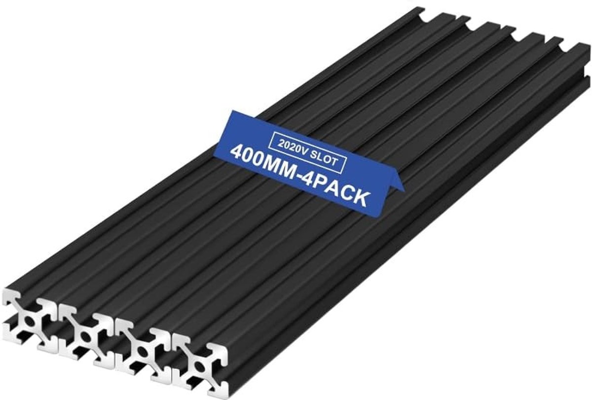 Dailygoods- Lineaire Rail Geanodiseerd - 4 Stuks - 400 mm - Aluminium Profielen - V-Slot 2020 - Voor 3D-Printers/CNC-machines - Sterke Europese Standaard - Aluminium Profiel