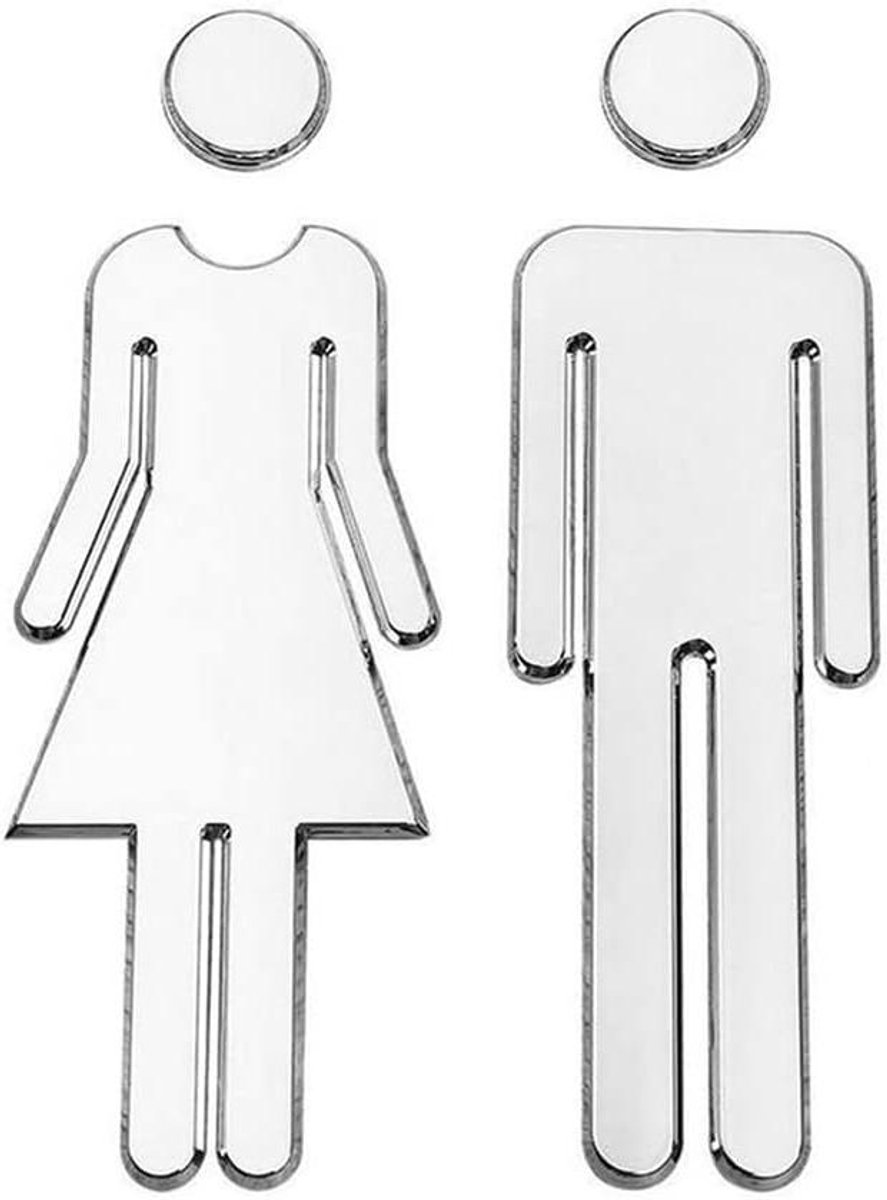 Toilet Deur Stickers - WC Tekens - Ruimte Aanduiding - Verwijderbaar Decor - 20x6.5cm - Zi