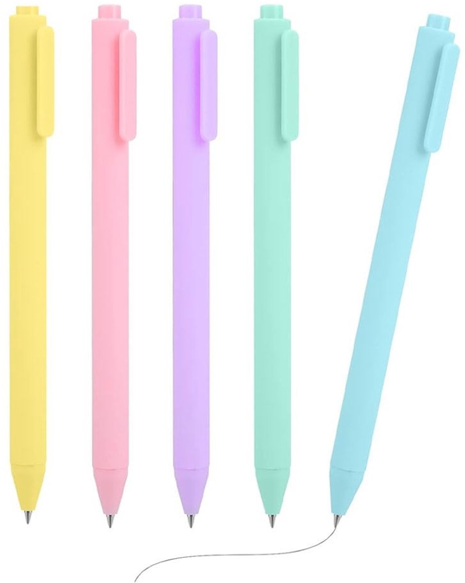 Dailygoods- Gelpennen Set van 5 - Extra Fijne Punt (0,5 mm) - Sneldrogende Inkt - Comfortabel Schrijven - Drukmechanisme - Langdurige Schrijfervaring - Schrijfpennen
