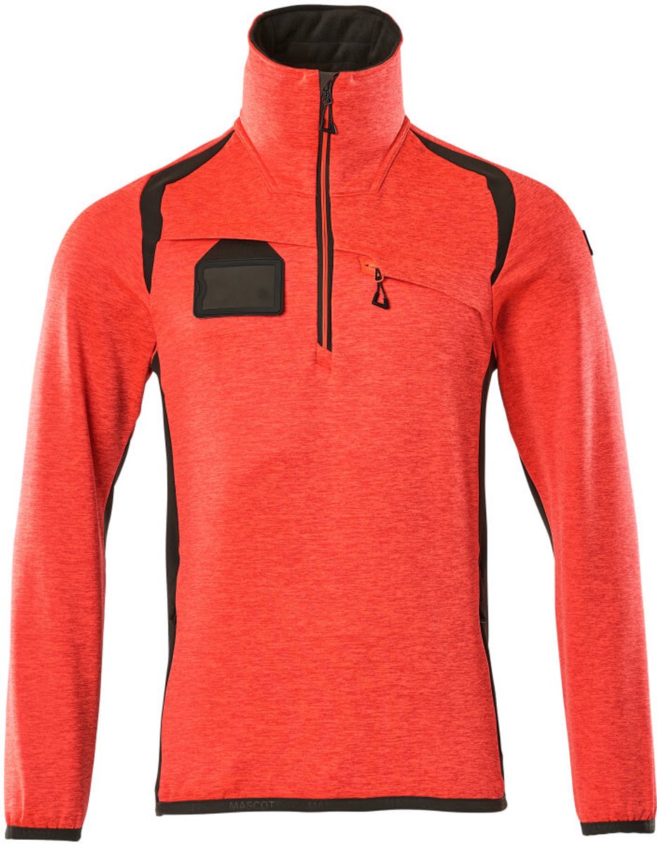 Mascot Accelerate Safe Fleecetrui met korte rits 19303-316 - hi-vis rood/donkerantraciet - 2XL