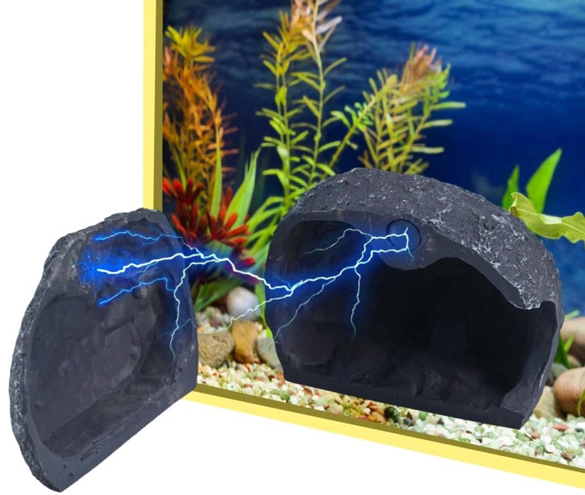 Dailygoods- Aquariumgrot Magnetisch - Hars Decoratie - Schuilgrot voor Siervissen - Ruimte voor Garnalen - Natuurlijk Kiezelontwerp - Holle Structuur - Aquariumdecoratie