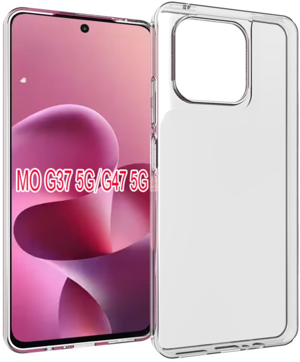 MobyDefend Hoesje - Geschikt voor Motorola Moto G37 / G47 - Transparante TPU Backcover - Volledig Doorzichtig