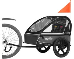 SEPNINE Kinderfietskar voor 1 of 2 Kinderen - Opvouwbare Fietskar - Max. 40 kg - Met 5-Puntsgordel - Zwart