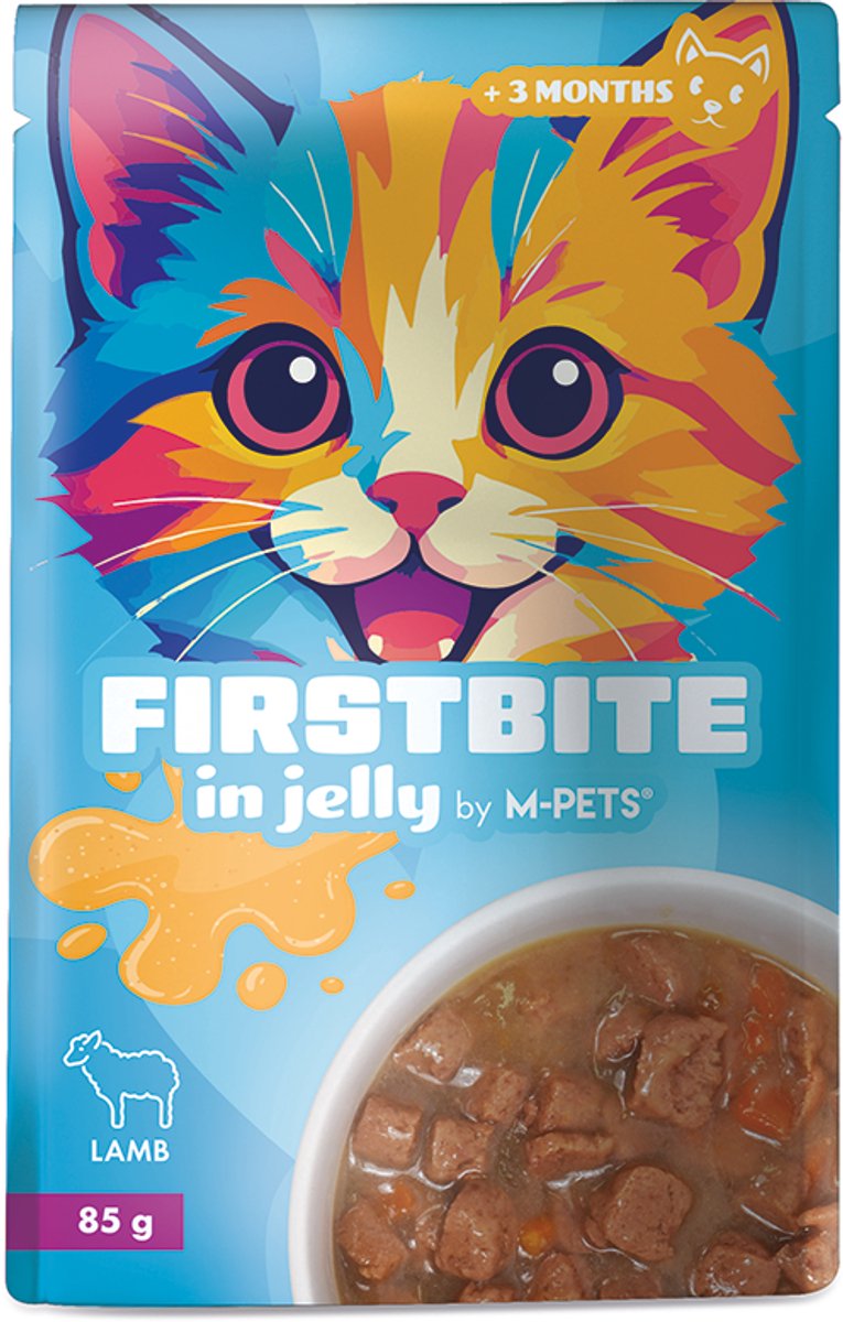 M-pets M-PETS firstbite in gelei lam 85g pouch - 12st per display - per 12
