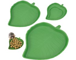Dailygoods- Voederbak - Bladvormig - Set van 2 - Kunststof - Klein/Groot formaat - Voor reptielen en knaagdieren - Dierenkom